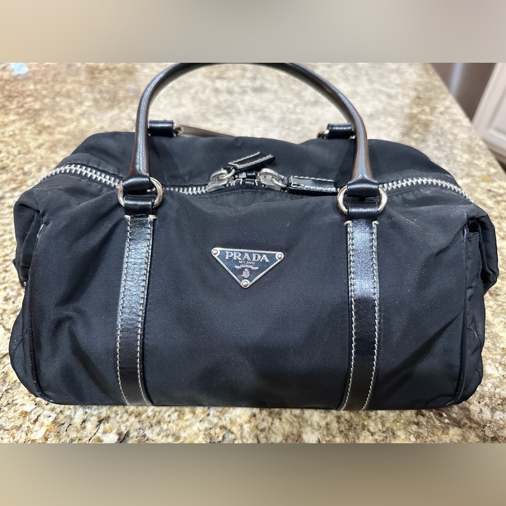 Prada Tessuto Leather and Nylon Bag Black